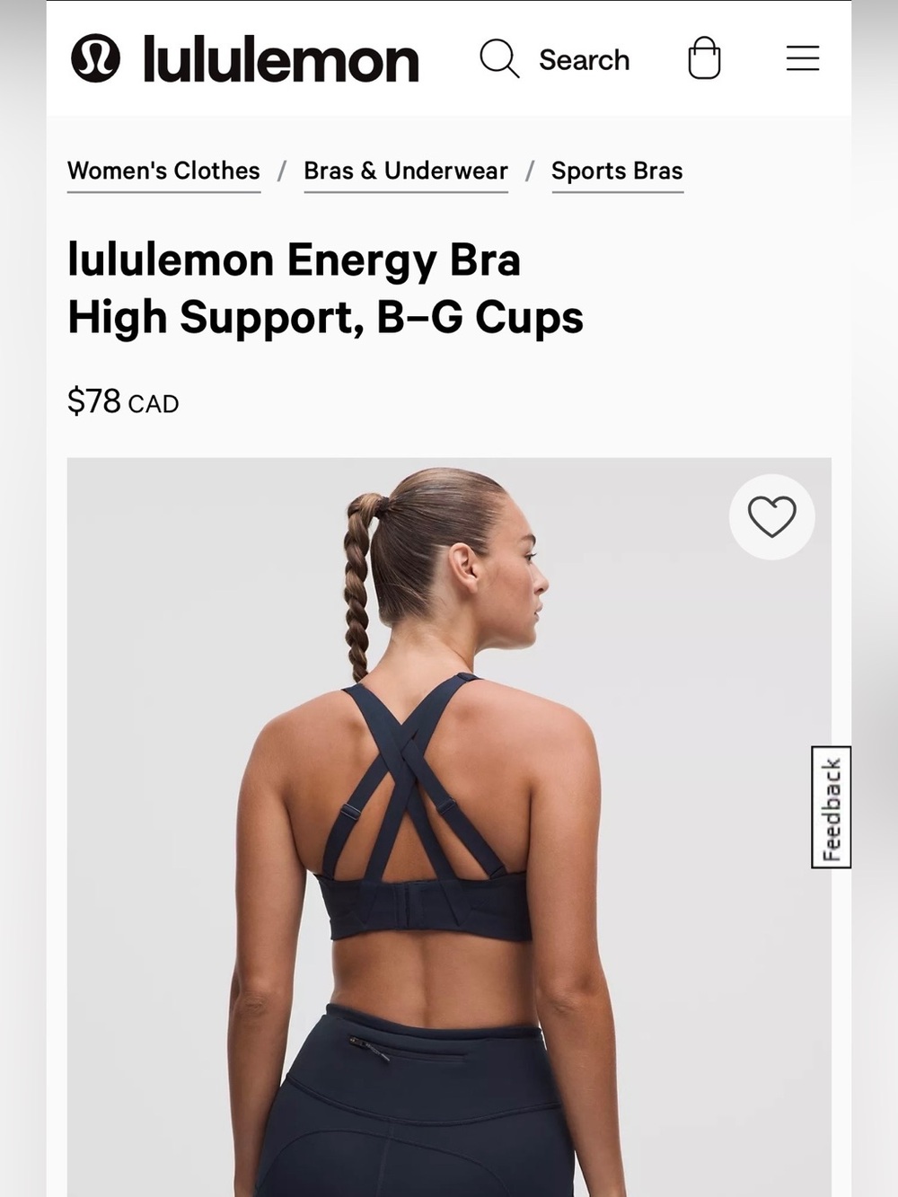 Lululemon Energy Bra High Support, B-G Cups